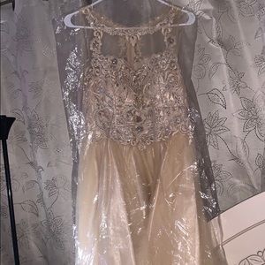 Champagne color prom dress